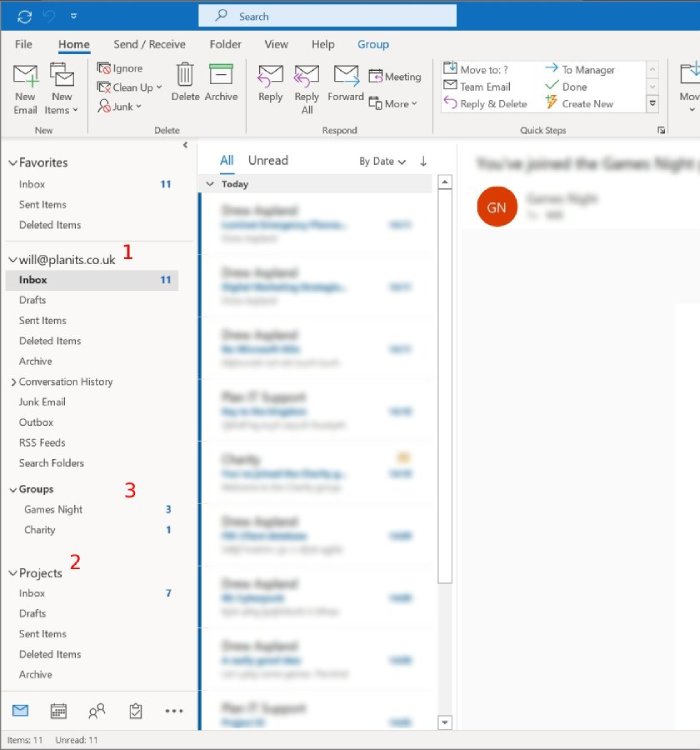 Outlook mailboxes