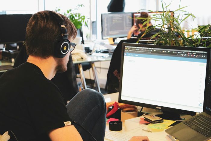A man using AI in a small business